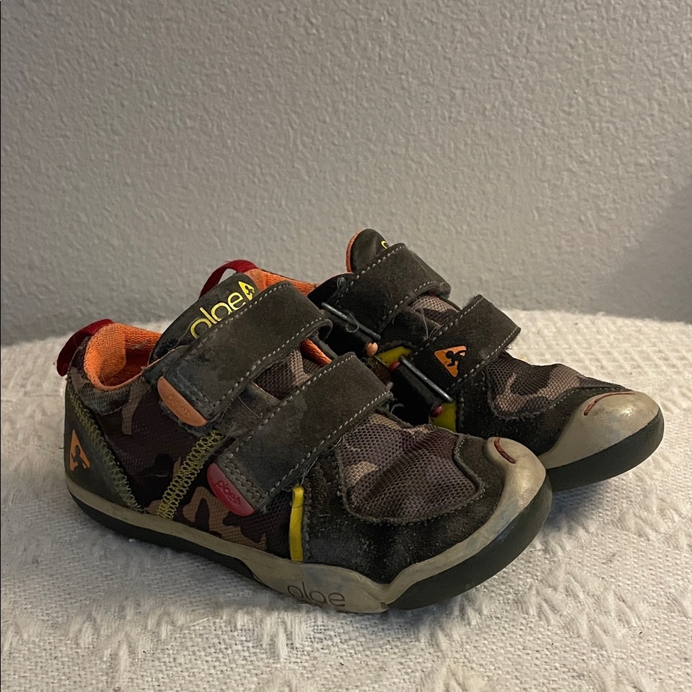 PLAE Kids Camouflage Sneakers with Orange Highlights